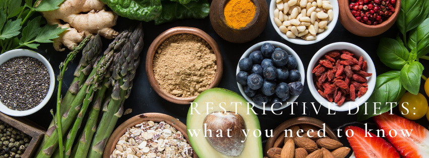 a naturopathic doctor's table of Low FODMAP diet for managing IBS symptoms and IBD and chronic digestive issuesand the overlay of text reading: "Restrictive Diets: What you need to know"